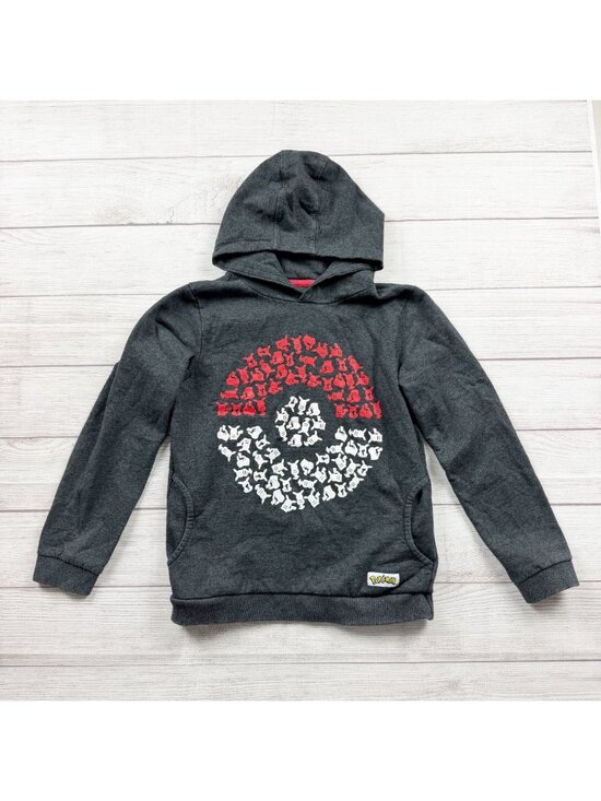 Pokemon Other - Pokémon Kids Hoodie Gray Pullover Poke Ball Graphic Pocket Sweatshirt 12